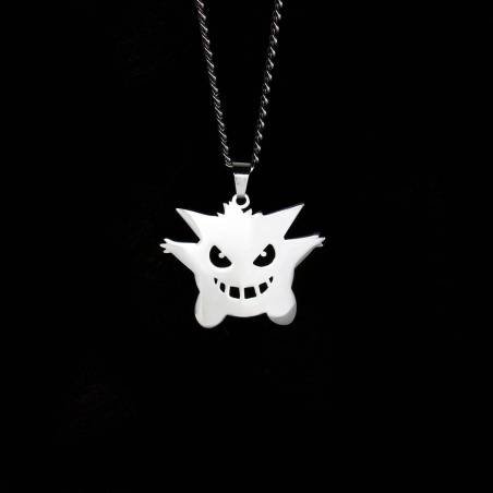 Collar Colgante de Metal Pokemon Gengar Minimalista Japon Plateado