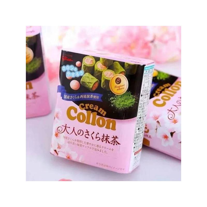 Glico Cream Collon Postre Matcha Flor de Cerezo 48g Japones IMPORTADO