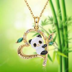Collar Colgante Animales Cristal Corazón Joyería Regalos Amor Panda