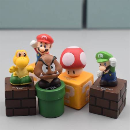 5 Figuras Super Mario Luigi Koopa Hongo PVC