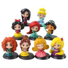 9 Figuras de Coleccion Princesas Disney Mulan Cenicienta PVC