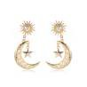 Aretes Pendientes Luna Grande Estrella Zirconia Mujer Elegante Moda Fiesta Regalo