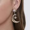 Aretes Pendientes Luna Grande Estrella Zirconia Mujer Elegante Moda Fiesta Regalo