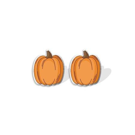 Aretes Pendientes Calabaza Naranja Halloween Acrílicos Resina Epoxi Hombre Mujer Joyería