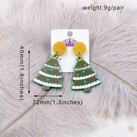 Aretes Pendientes Árbol Decorado Navidad Acrílicos Resina Hombre Mujer Joyería