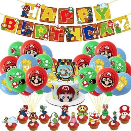 Set 22 Globos Látex Super Mario Fiesta y Decoración Modelo 4