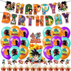 Set 18 Globos Látex Dragon Ball Goku Vegeta Letrero Fiesta y Decoración Modelo 2