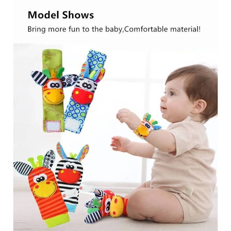 Pssopp 4 piezas de muñequera y calcetines de sonajero para bebé, juguete  colgante de calcetines para bebé, lindos y encantadores calcetines suaves