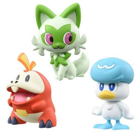 3 Figuras de Colección Pokémon Paldea Sprigatito Fuecoco Quaxly PVC