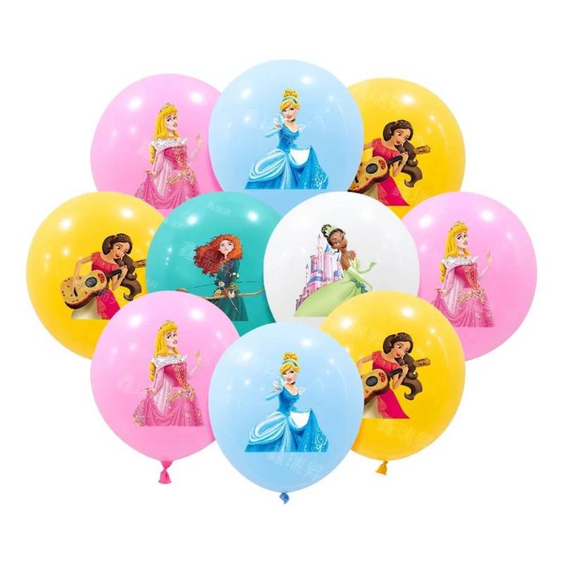 Juego 10 Globos Látex Princesas Disney Cenicienta Cumpleaños