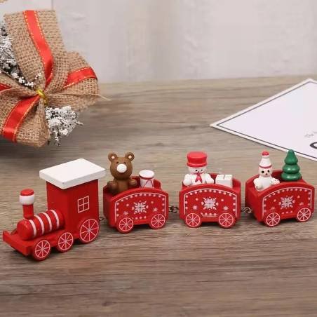 Decoración Mini Tren 3 Vagones Navidad Madera Hecha A Mano Regalo Perfecto Fiesta