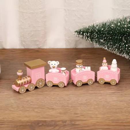 Decoración Mini Tren 3 Vagones Navidad Madera Hecha A Mano Regalo Perfecto Fiesta