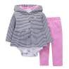 Set 3 Piezas Pañalero Abrigo Pantalón Rosa Rayas Ropa Bebe