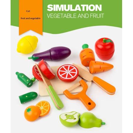 Juguete Simulación Cocina Bebe Educativo Madera Cortar Frutas Verduras