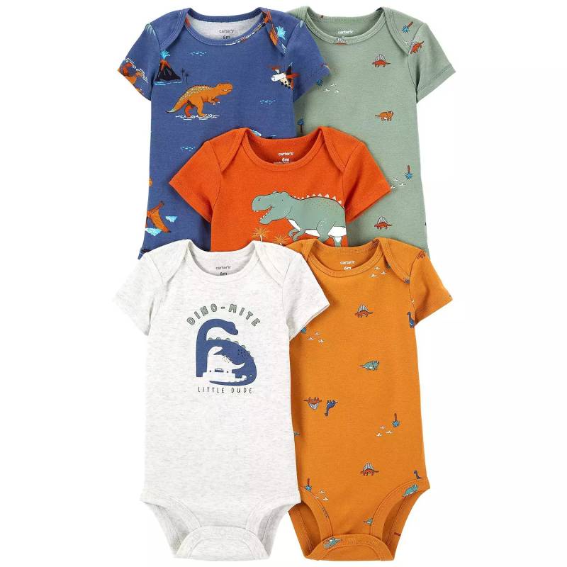Carters Set 5 Piezas Pañalero Bebe Dinosaurio Colores