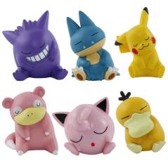 6 Figuras Colección Dormidos Pikachu Gengar Munchlax Set Regalo