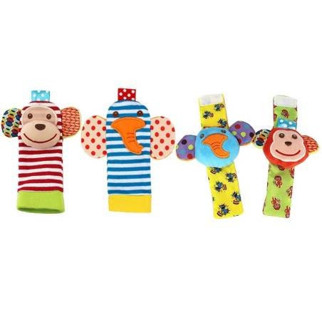 4 Sonajas Para Bebe Calcetines Juguete Estimulación Temprana Muñecos Animales