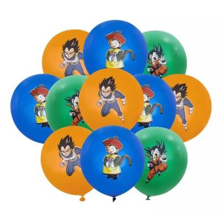 Juego 12 Globos Látex Dragon Ball Goku Gohan Cumpleaños Fiesta
