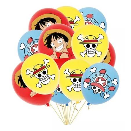 Juego 12 Globos Látex One Piece Luffy Chopper Cumpleaños Fiesta