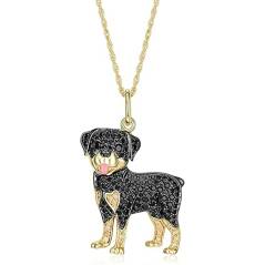 Collar Colgante Animal Perro Rottweiler Cristal Joyería Regalos Amor
