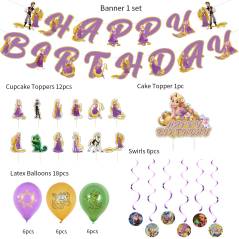 Set 18 Globos Látex Pelicula Rapunzel Fiesta y Decoración