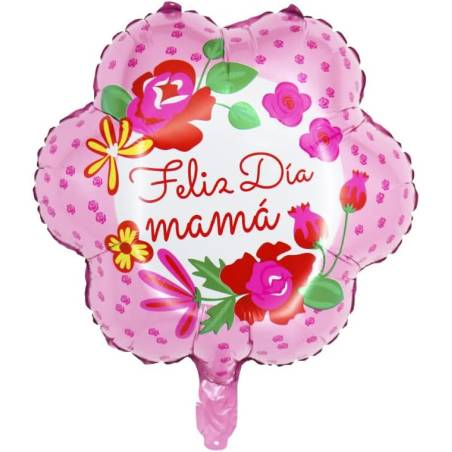 2 Globos Aluminio Feliz Dia Mama Flores Fiesta Regalos Decoración