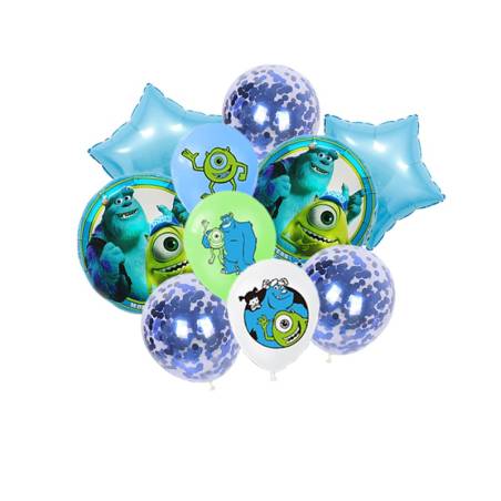 Set 10 Globos Metálico Monster Inc Sulley Azul Fiesta y Decoración
