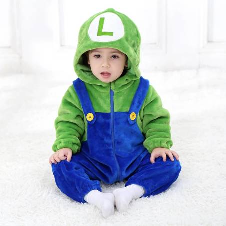 Mameluco Pijama Mono Super Mario Luigi Bebé Kawaii Disfraz
