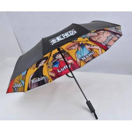 Paraguas Anime One Piece Negro Hombre y Mujer Sombrilla Resistente Lluvia Rayos UV