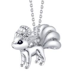 Collar Colgante Metal Pokemon Vulpix 3D Japon Plateado