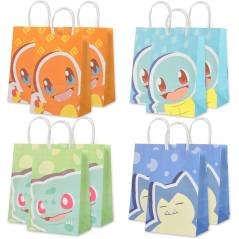 12 Bolsas Fiesta Papel Asa Cumpleaños Kraft Infantil Anime