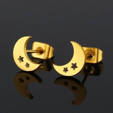 Aretes Pendientes Figura Luna Con Estrellas Moda Fiesta Regalo