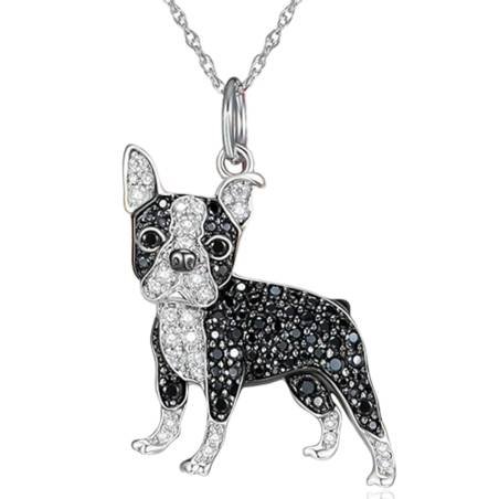 Collar Colgante Animal Perro Boston Terrier Cristal Joyería Regalos Amor