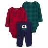 Carters Set 3 Piezas Pañalero Bebe Pinguino Navidad Rojo