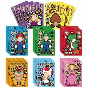 24 Etiquetas Armar DIY Videojuego Super Mario Modelo 3 Calcomanías Pegatinas