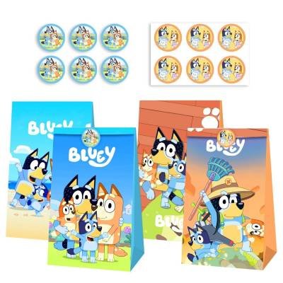 12 Bolsas Fiesta Papel Bluey Bingo Asa Cumpleaños Kraft Infantil Caricatura