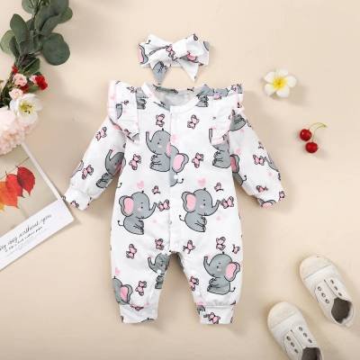 Mameluco Pijama Elefante Moño Bebé Kawaii Disfraz