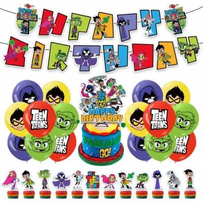 Set 16 Globos Látex Serie Teen Titans Go Fiesta y Decoración