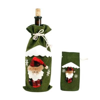 Bolsa Botella Vino Regalo Navidad Cubierta Decoración Santa Verde