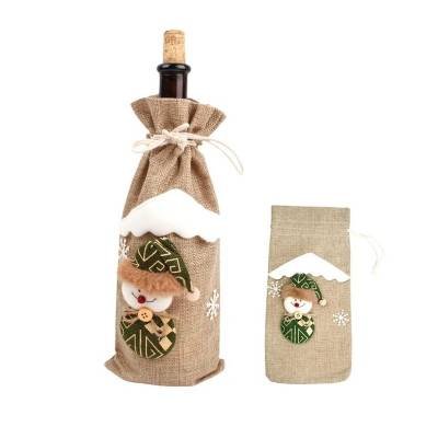 Bolsa Botella Vino Regalo Navidad Cubierta Decoración Muñeco Nieve Cafe