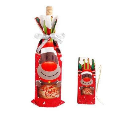 Bolsa Botella Vino Regalo Navidad Cubierta Decoración Reno Rojo