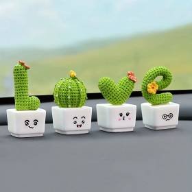 4 Figuras de Colección Mini Cactus Suculento Resina Coche Oficina 4 Figuras de Colección Mini Cactus Suculento Resina Coche Oficina