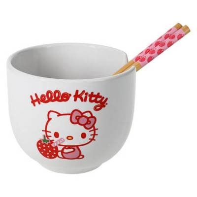 Silver Buffalo Hello Kitty Ramen Bowl Palillos