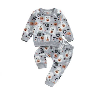 Mameluco Pijama Halloween Gris Calabazas Fantasmas Kawaii Disfraz