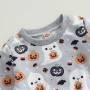 Mameluco Pijama Halloween Gris Calabazas Fantasmas Kawaii Disfraz