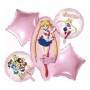 Set 5 Globos Metálico Anime Sailor Moon Estrella Fiesta y Decoración