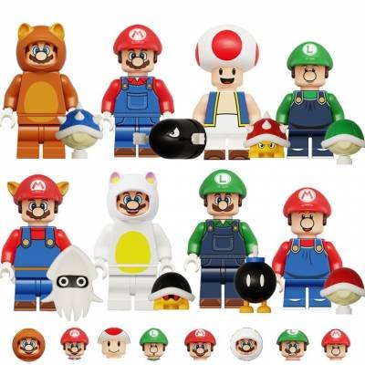 8 Figuras Bloques Regalo Super Mario Tanuki