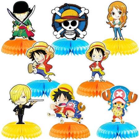 Set 8 Centros de Mesa Anime One Piece Luffy Fiesta y Decoración