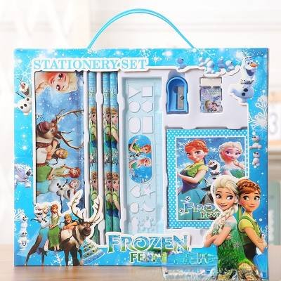 Set 8 Piezas Frozen Sacapuntas Cuaderno Goma Lápices Regla Lapicera