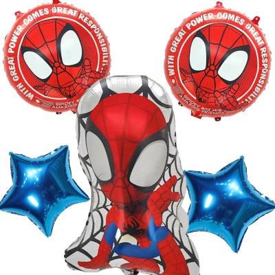 Set 5 Globos Metálico Superhéroe Película Hombre Araña Fiesta y Decoración